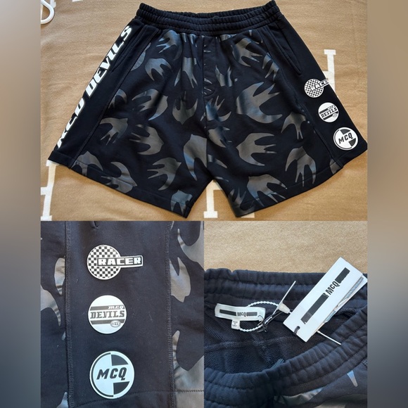 NWT MCQ Alexander McQueen Black Oversized Racer Shorts - Size S/M - Picture 1 of 8